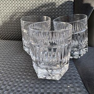 CHRISTOFLE FRANCE HALF CIRCLES AND VERTICAL CUTS CRYSTAL OLD FASHIONED GLASSES